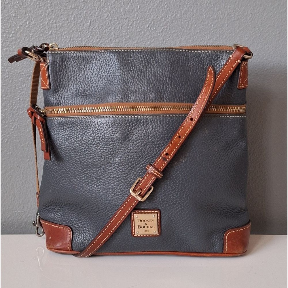 Dooney & Bourke Gray And Brown Pebble Grain Crossbody Bag